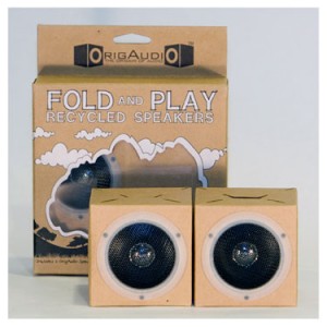 OrigAudio recycled cardboard speakers - folded together